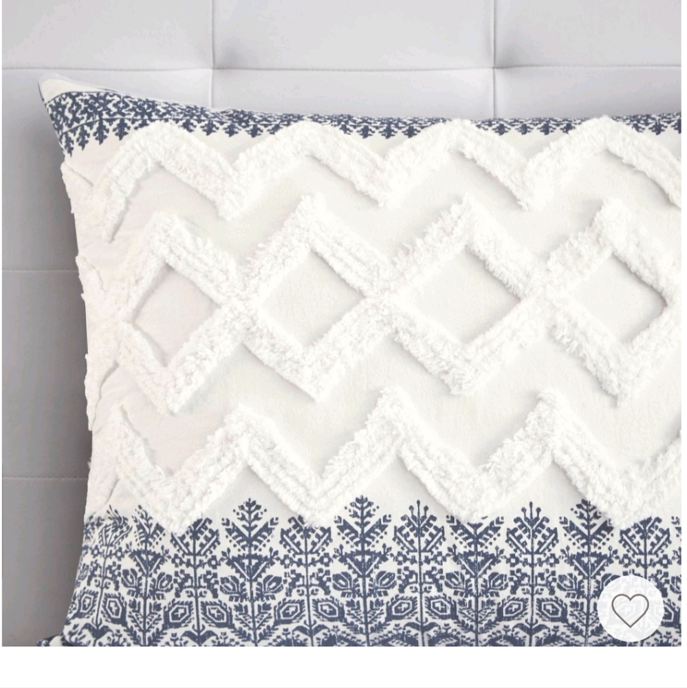 Ink + ivy mila cotton sham chenille tufting navy